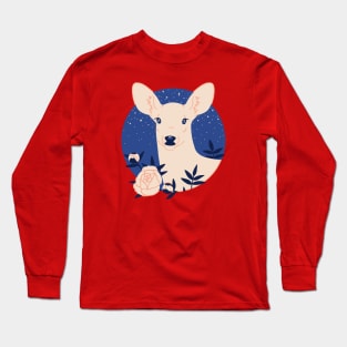 White Doe with Peonies Long Sleeve T-Shirt